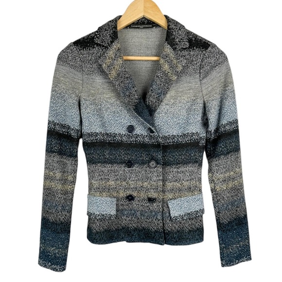 Sandro Ferrone Striped Double Breasted Sweater Size 40 Italy - US Small - Picture 2 of 8